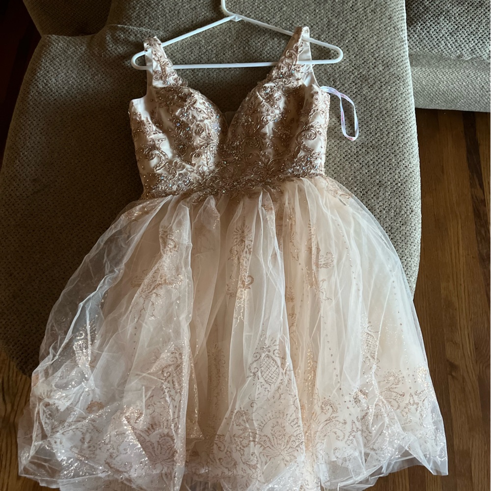 Dama/Prom Dress Gold/Champagne is a Adult Medium